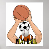 Play Ball Sports Games Cartoon Art Poster (Voorkant)