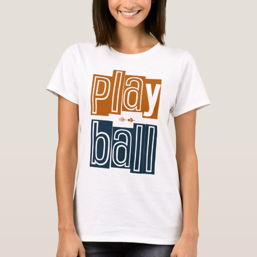 Play Ball T-Shirt, Summer Baseball T-shirt (Voorkant)