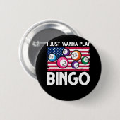Play Bingo American Flag Funny Bingo Ronde Button 5,7 Cm (Voorkant /achterkant)