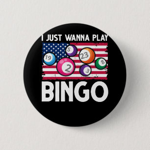 Play Bingo American Flag Funny Bingo Ronde Button 5,7 Cm