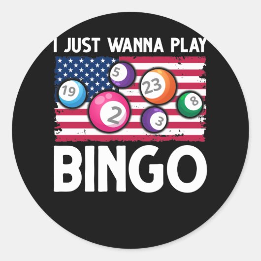 Play Bingo American Flag Funny Bingo Ronde Sticker (Voorkant)