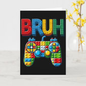 Play Building Blocks Bruh Saying Gamer Boys Brick  Kaart (Gele Bloem)