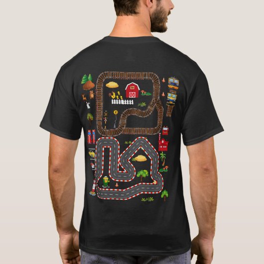 Play Cars On Dad's Back Mat Road Car Race Track T-shirt (Achterkant)