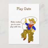 Play Date Invitation for Boy, Little Cowboy Uitnodiging Briefkaart (Voorkant)