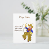 Play Date Invitation for Boy, Little Cowboy Uitnodiging Briefkaart (Staand voorkant)