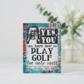 Play Golf - Funny Vintage Ad Briefkaart (Staand voorkant)