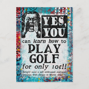 Play Golf - Funny Vintage Ad Briefkaart
