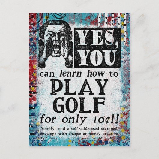Play Golf - Funny Vintage Ad Briefkaart (Voorkant)
