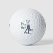 Play Golf Retro Golfer Monogrammed Golfballen (Voorkant)