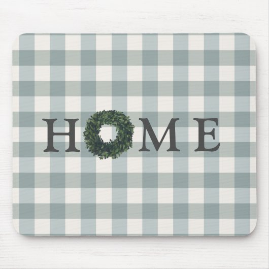 Play "HOME" Gingham Typografie Stylish Mousepad Muismat (Voorkant)