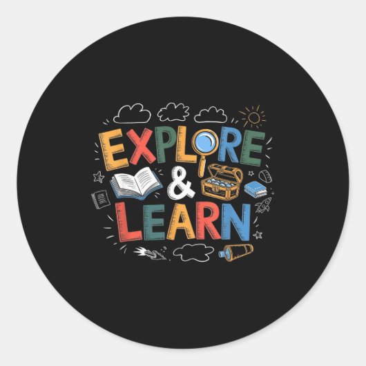 Play Is Learning Explore And Learn Preschool Teach Ronde Sticker (Voorkant)