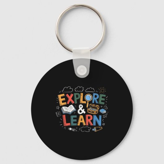 Play Is Learning Explore And Learn Preschool Teach Sleutelhanger (Voorkant)