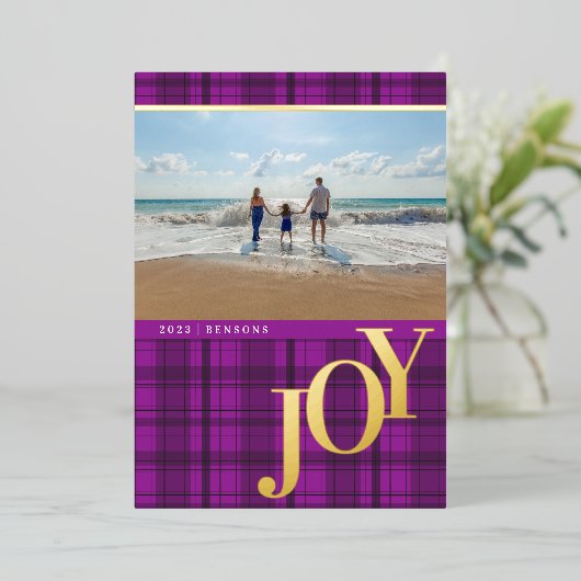 Play JOY Paars Real Folie Holiday Kaart (Staand Voorkant)