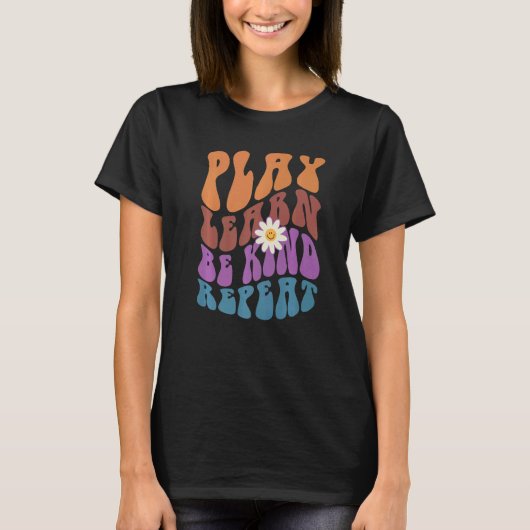 PLAY LEARN BE KIND REPEAT Retro Choose Kindness T-shirt (Voorkant)