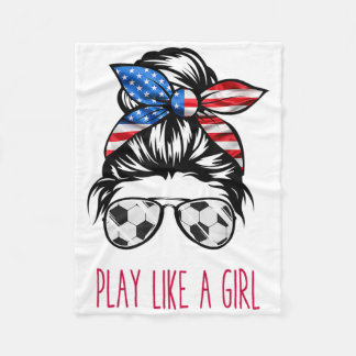 Play Like A Girl Usa Women Soccer Funny  Fleece Deken