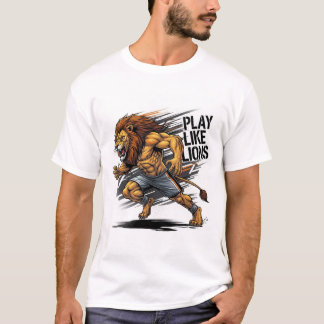 Play Like  Lion – Moroccan Flag Power & Football  T-shirt