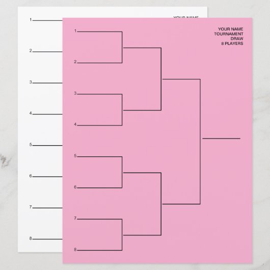 Play-off schema tekensjabloonblad voor 8 teams (Voorkant / Achterkant)