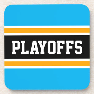 PLAY-OFFS Fun Bold Sky Blue Yellow Black Stripes Bier Onderzetter