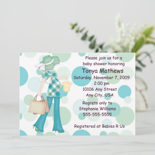 Play Polka Dot Baby shower Invitation (CA) Kaart (Staand voorkant)