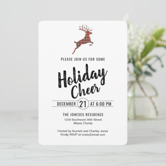 Play Reindeer Holiday Cheer Kaart (Staand voorkant)