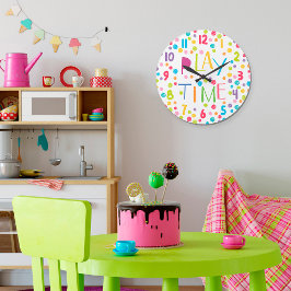 Play Time Colorful Kids Crayon Circles Square Wall Vierkante Klok