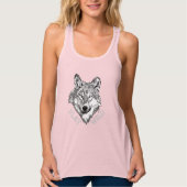 Play Wild Gray Hipster Wolf Head Tanktop (Voorkant)