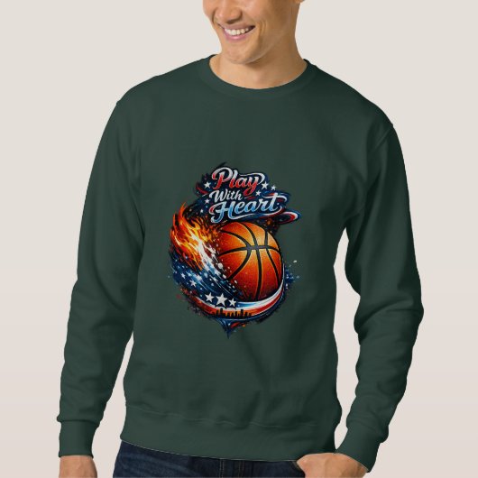 Play With Heart Basketball Motivational Men’s Swea Trui (Voorkant)