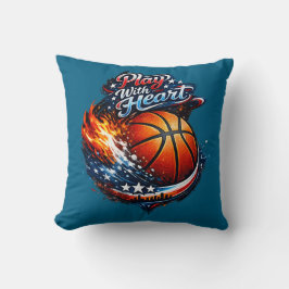Play With Heart Basketball Motivational Throw Pill Kussen