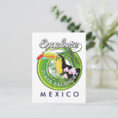 Playa Balandra Mexico retro logo Briefkaart (Staand voorkant)