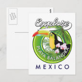 Playa Balandra Mexico retro logo Briefkaart (Voorkant / Achterkant)