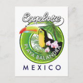 Playa Balandra Mexico retro logo Briefkaart (Voorkant)