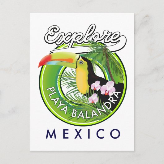 Playa Balandra Mexico retro logo Briefkaart (Voorkant)
