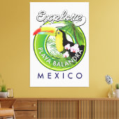 Playa Balandra Mexico retro logo Canvas Afdruk (Insitu (Woonkamer))