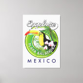 Playa Balandra Mexico retro logo Canvas Afdruk (Voorkant)