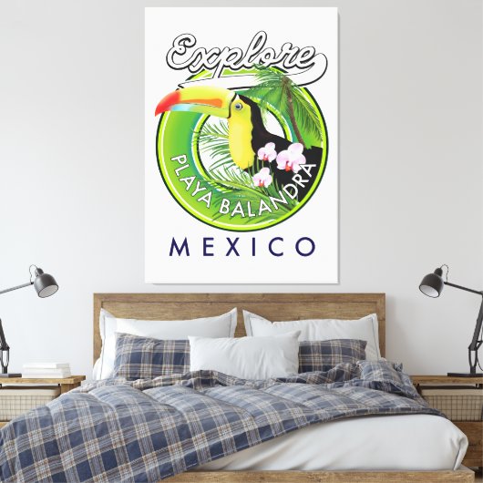 Playa Balandra Mexico retro logo Canvas Afdruk (Insitu (Slaapkamer))