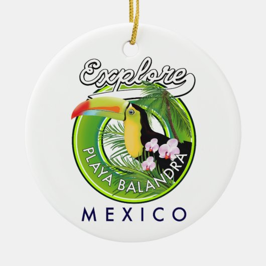 Playa Balandra Mexico retro logo Keramisch Ornament (Voorkant)