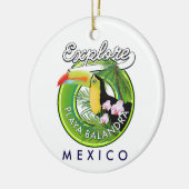 Playa Balandra Mexico retro logo Keramisch Ornament (Links)