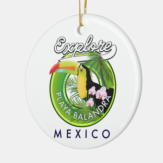 Playa Balandra Mexico retro logo Keramisch Ornament (Links)