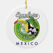 Playa Balandra Mexico retro logo Keramisch Ornament (Achterkant)
