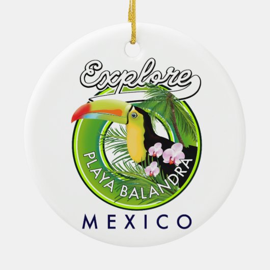 Playa Balandra Mexico retro logo Keramisch Ornament (Achterkant)