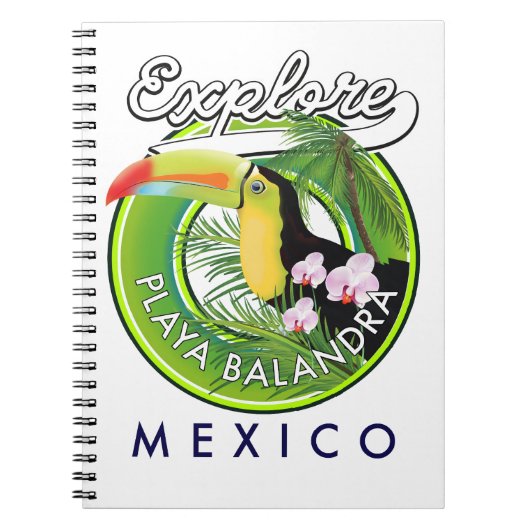 Playa Balandra Mexico retro logo Notitieboek (Voorkant)
