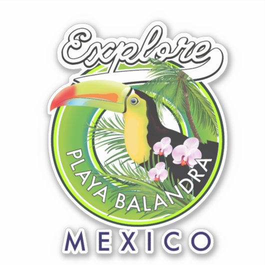 Playa Balandra Mexico retro logo Sticker (Voorkant)