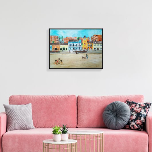 Playa de la Malvarrosa schilderij van Alfred Fox Canvas Afdruk (Insitu (Woonkamer))