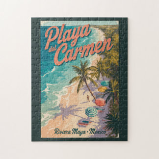 Playa del Carmen Beach Illustration Travel Art Legpuzzel