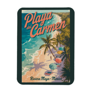 Playa del Carmen Beach Illustration Travel Art Magneet