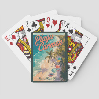 Playa del Carmen Beach Illustration Travel Art Pokerkaarten