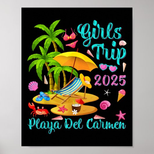 Playa Del Carmen Beach Mexico Summer Girls Trip 20 Poster (Voorkant)