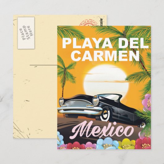 Playa del Carmen Mexicaanse autoreisposter Briefkaart (Voorkant / Achterkant)