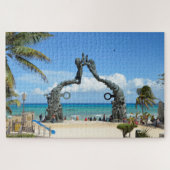 Playa del Carmen Mexico Caribbean Beach Standbeeld Legpuzzel (Horizontaal)