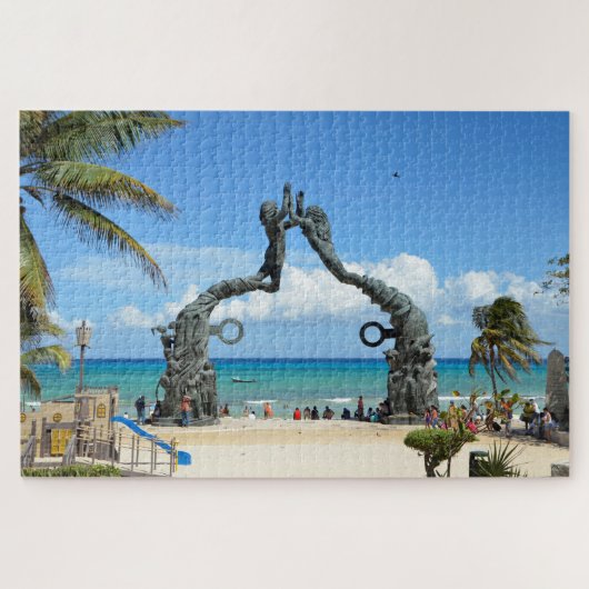 Playa del Carmen Mexico Caribbean Beach Standbeeld Legpuzzel (Horizontaal)
